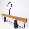 DL639 Durable Fashionable custom branded pant hanger Dutch wooden hanger with black hook display wooden hanger